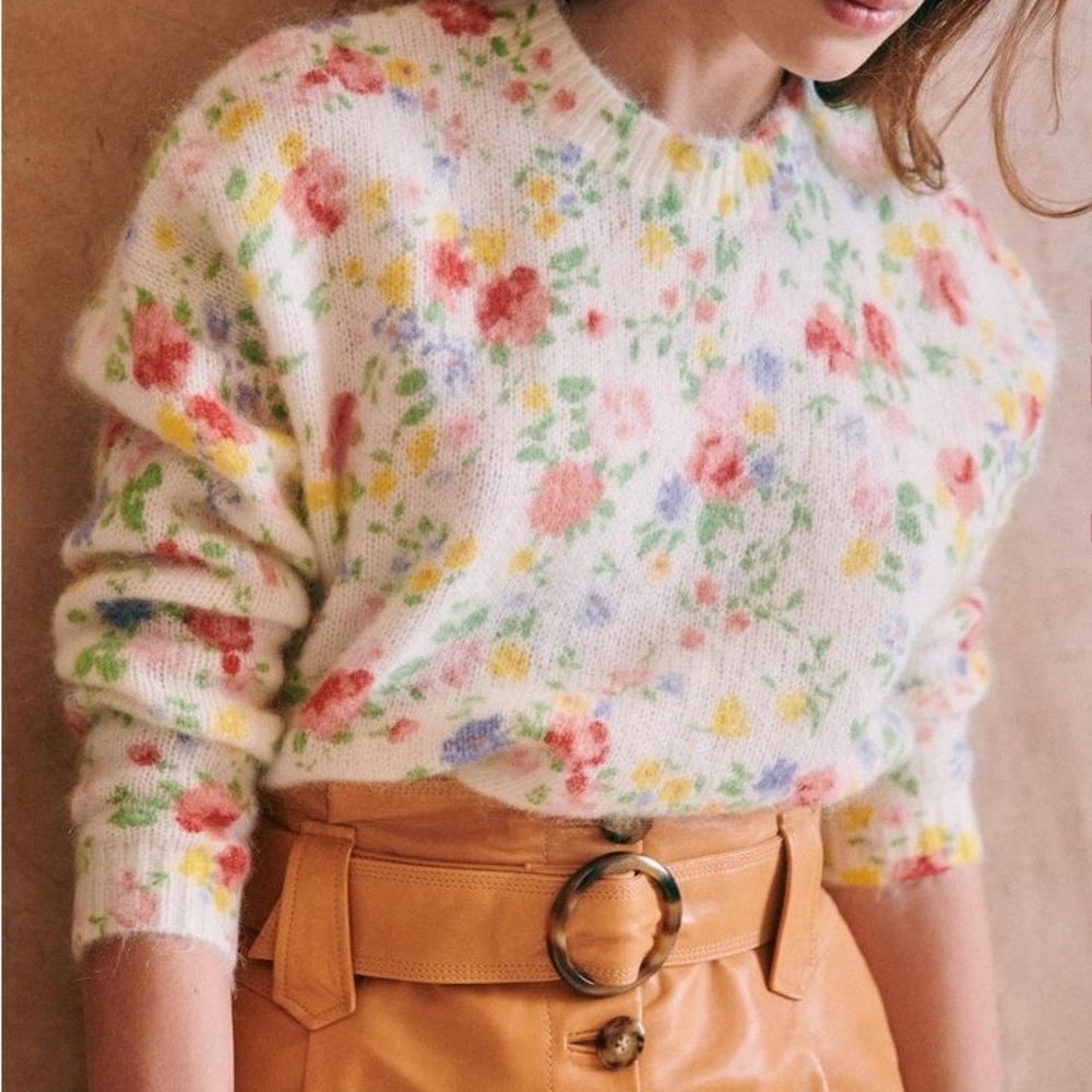 Sezane Pauline Multicolor Floral Sweater